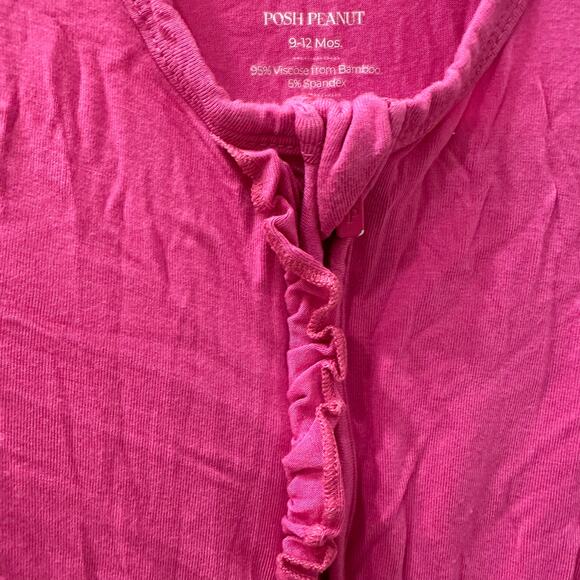 Posh Peanut Hot Pink Ruffle Footie Pajamas - Picture 3 of 11